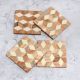Cube Pattern Wooden Tea Coasters - Pack of 4